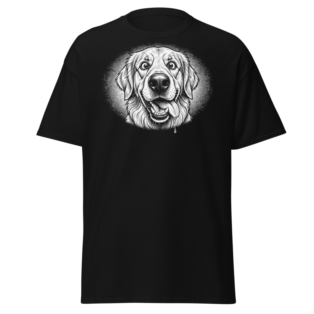 T-shirt Golden Retriever – Black & White – noir – AMOUR CHIEN