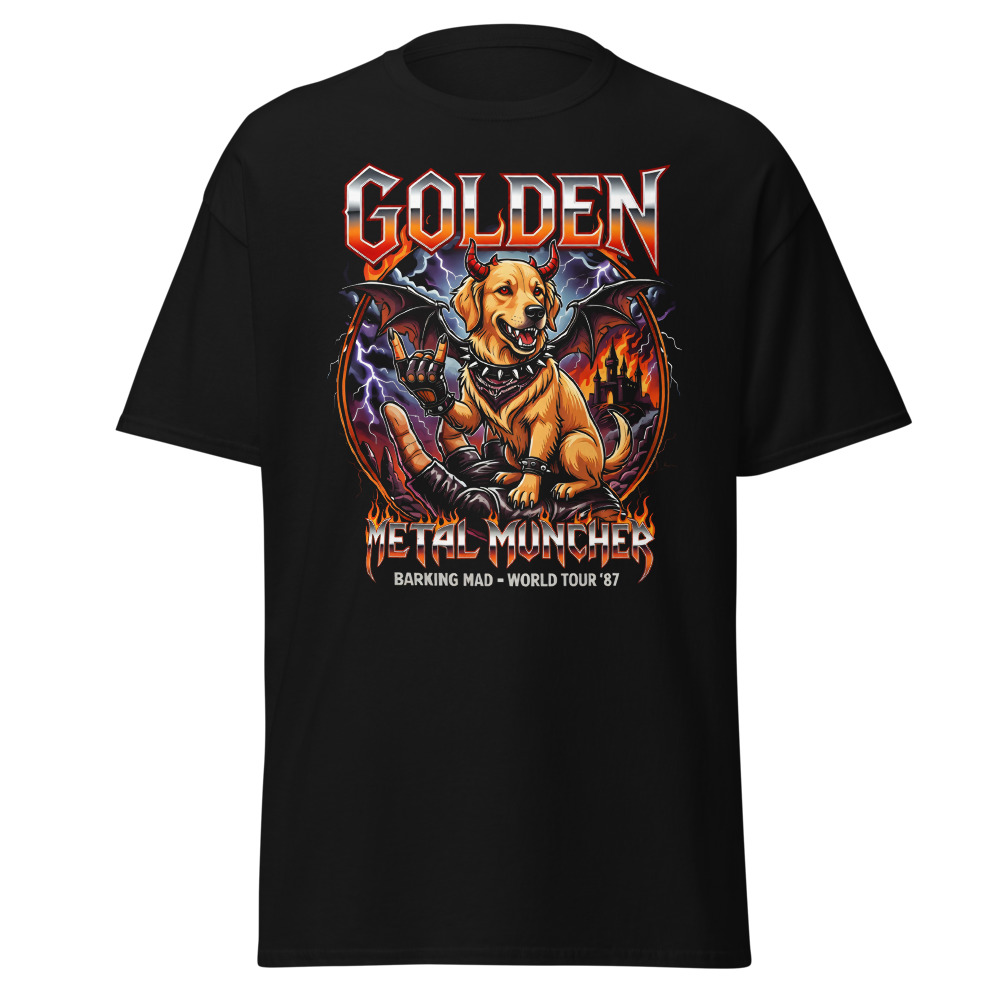 T-shirt Golden Retriever – Metal – noir – AMOUR CHIEN