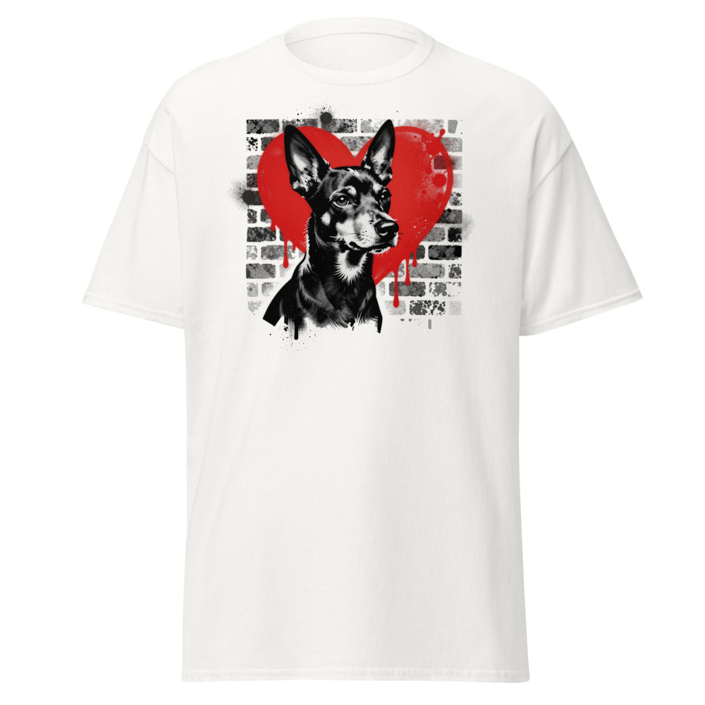 T-shirt Pinscher Nain – Street Art – blanc – AMOUR CHIEN