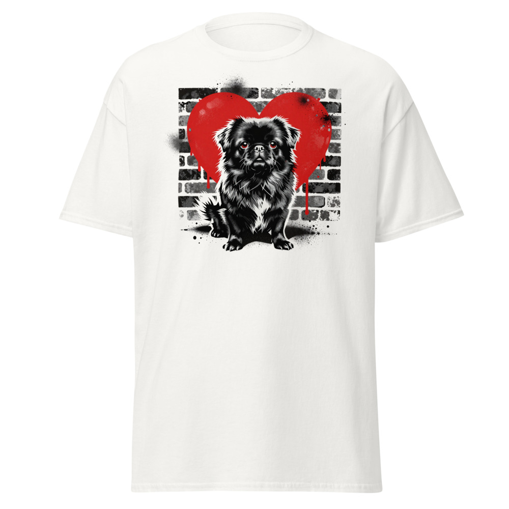T-shirt Pékinois – Street Art – blanc – AMOUR CHIEN