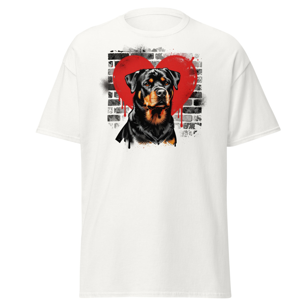 T-shirt Rottweiler – Street Art – blanc – AMOUR CHIEN