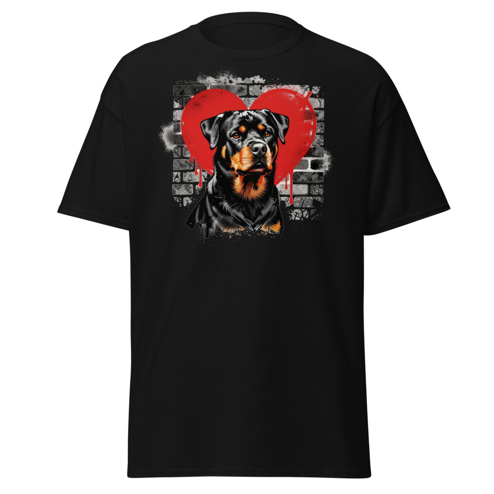 T-shirt Rottweiler – Street Art – noir – AMOUR CHIEN