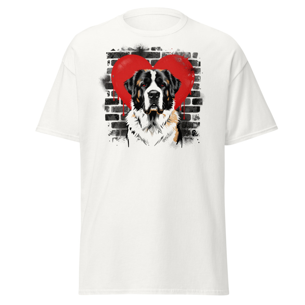 T-shirt Saint-Bernard – Street Art – blanc – AMOUR CHIEN