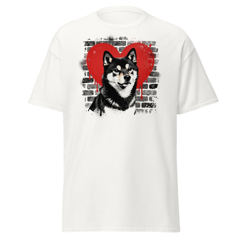 T-shirt Shiba Inu – Street Art – blanc – AMOUR CHIEN