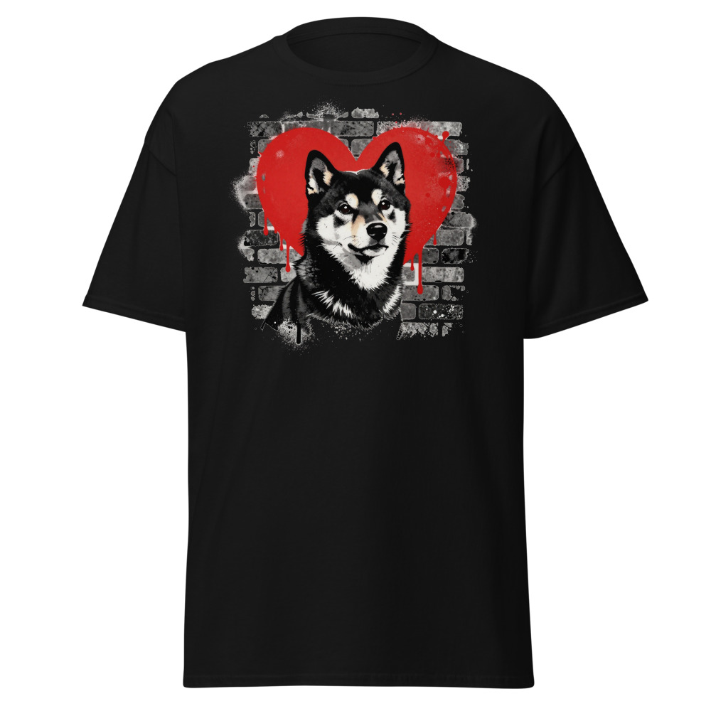 T-shirt Shiba Inu – Street Art – noir – AMOUR CHIEN