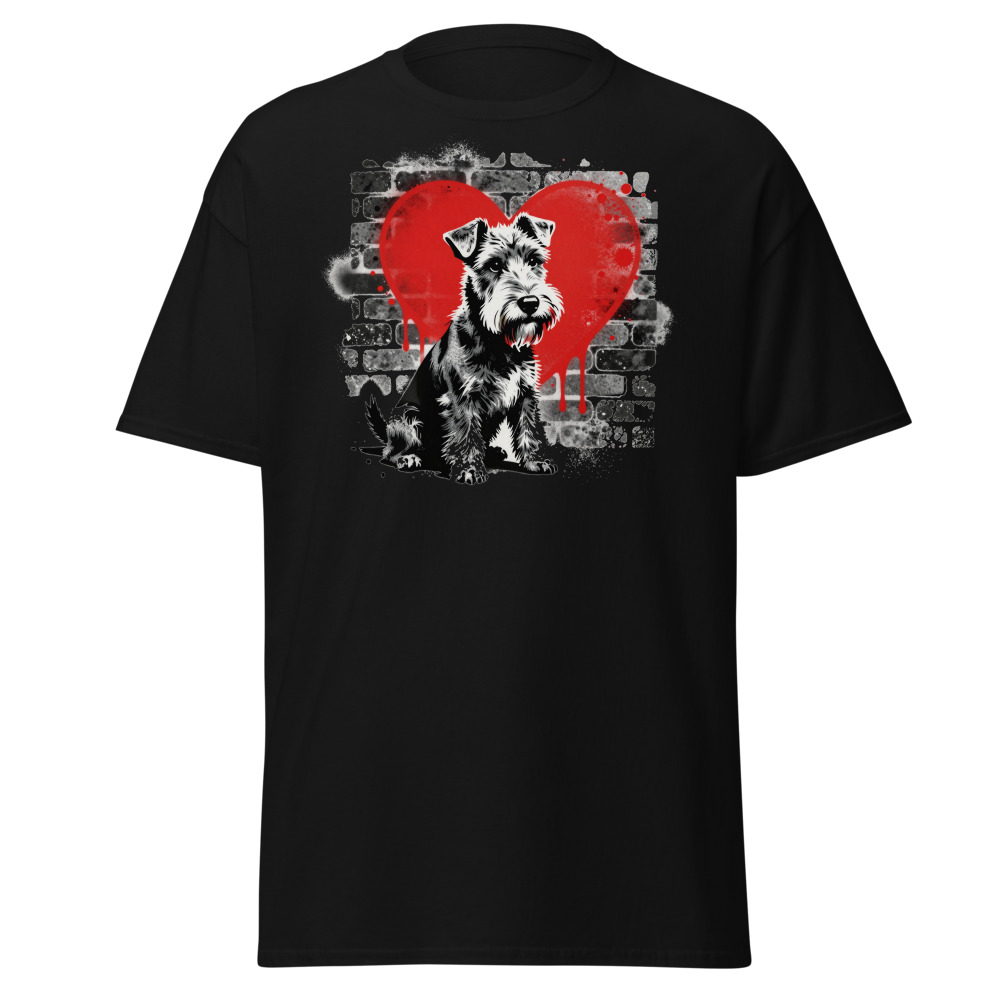 T-shirt Fox Terrier à poil lisse – Street Art – noir – AMOUR CHIEN