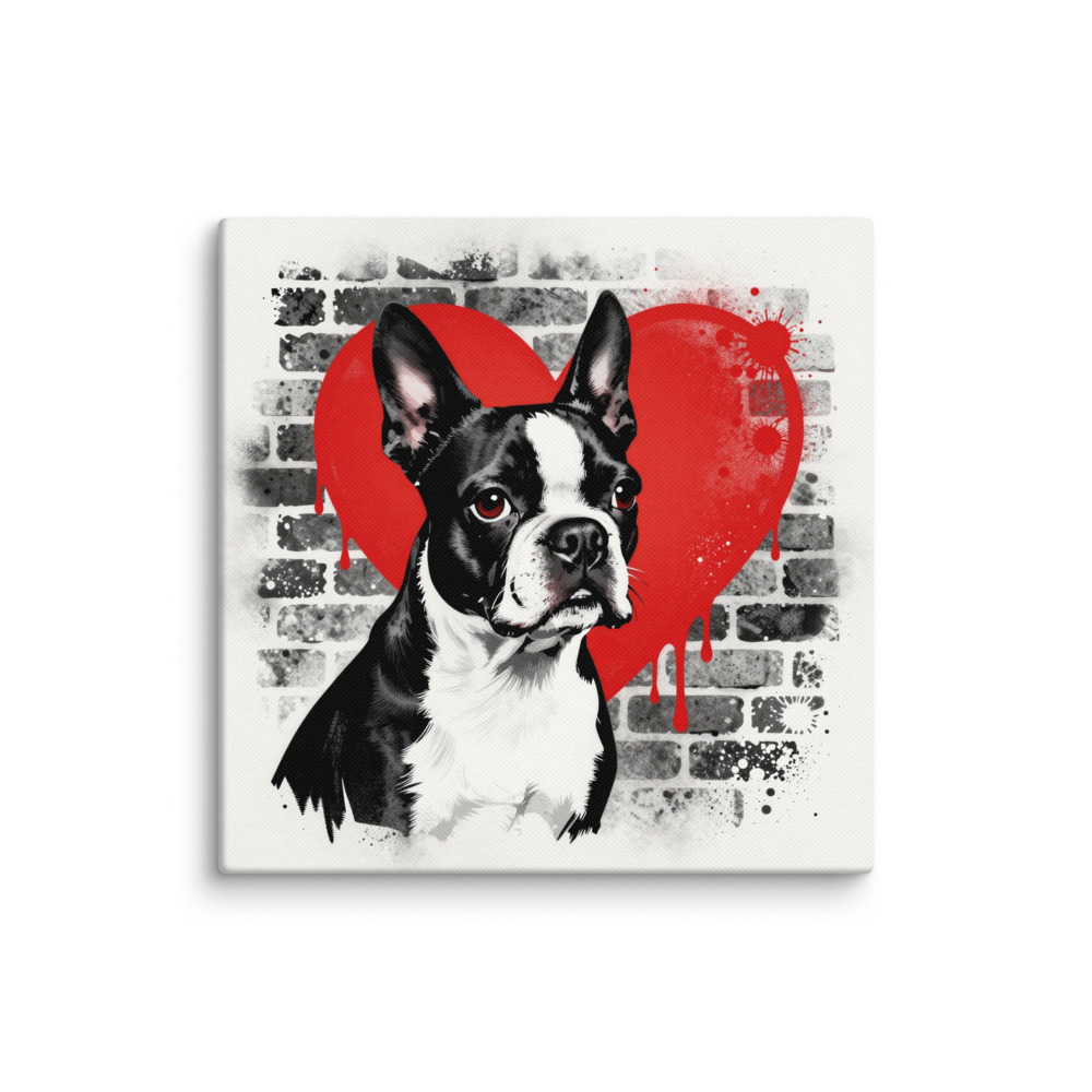 Toile Boston Terrier – Street Art – AMOUR CHIEN