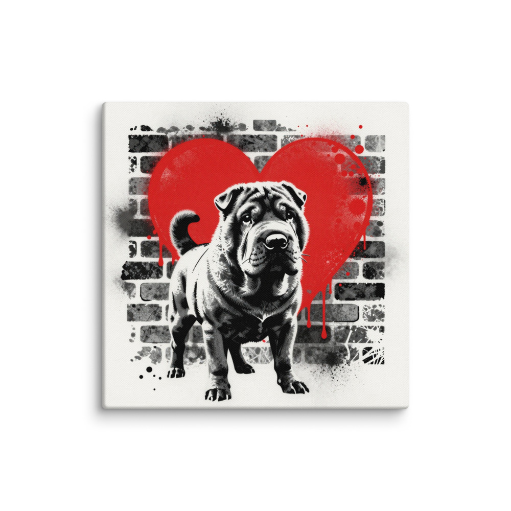Toile Shar Peï – Street Art – AMOUR CHIEN