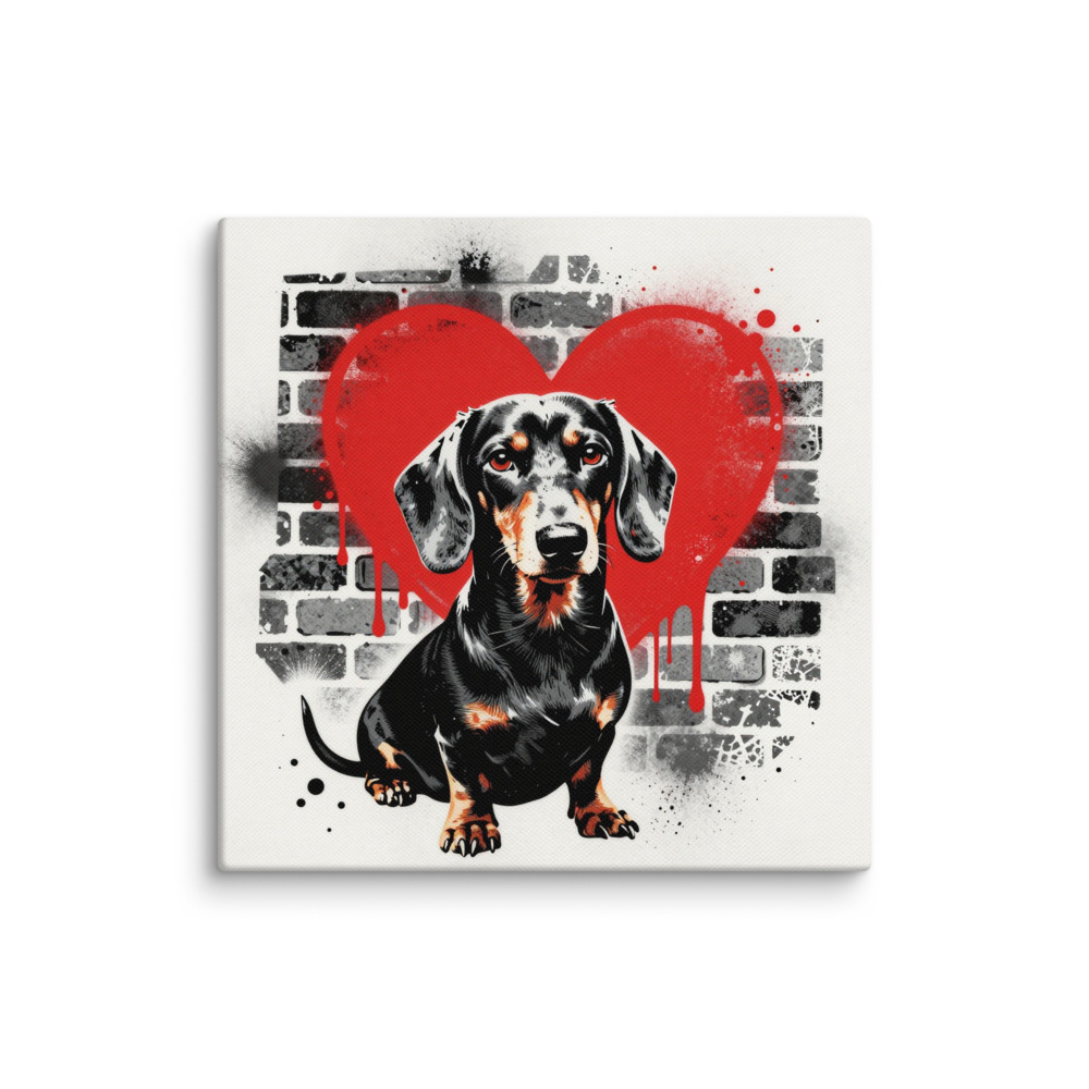 Toile Teckel – Street Art – AMOUR CHIEN