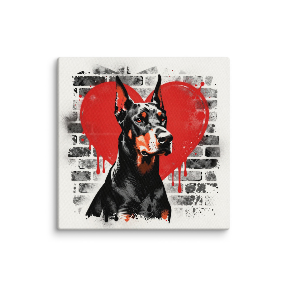 Toile Dobermann – Street Art – AMOUR CHIEN
