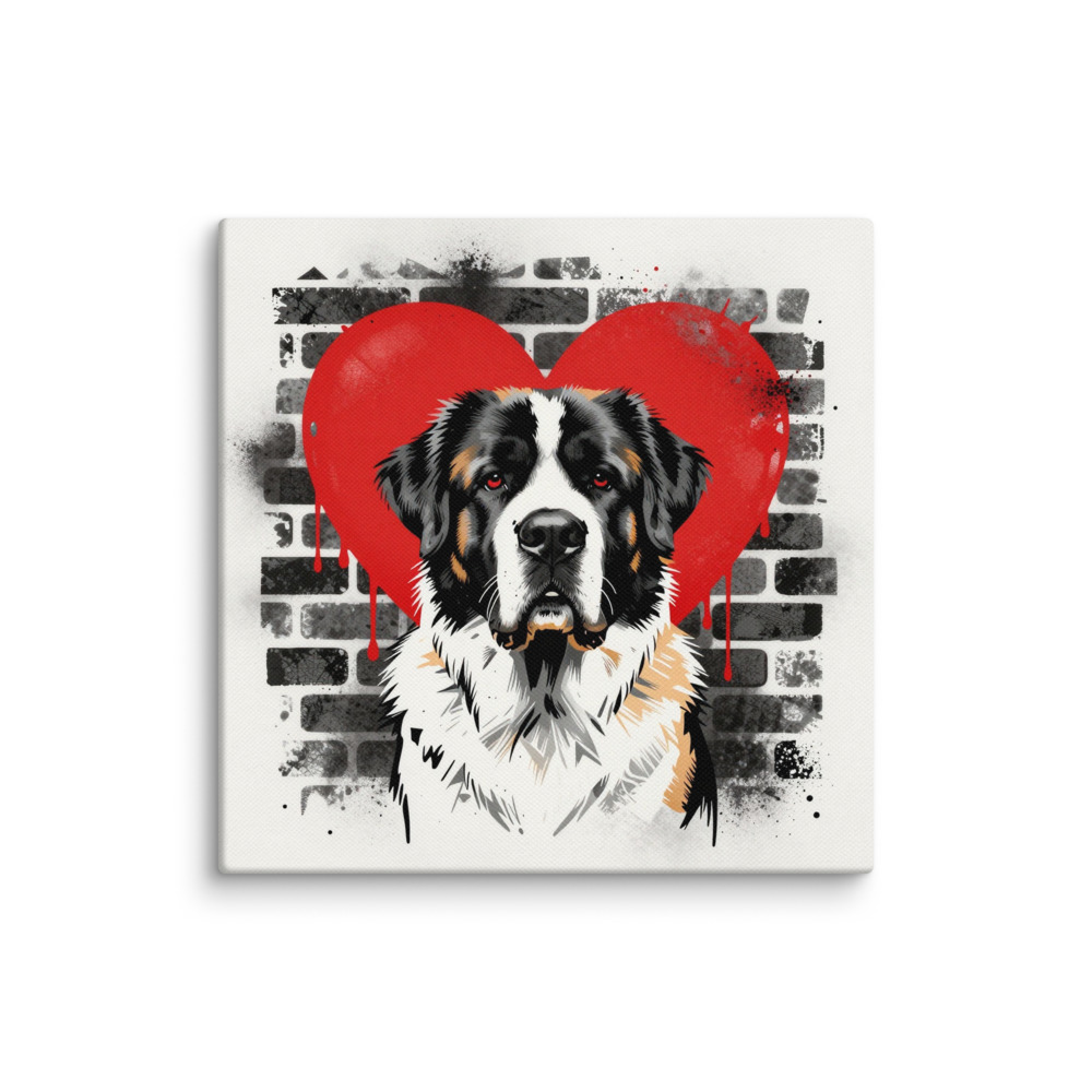 Toile Saint-Bernard – Street Art – AMOUR CHIEN