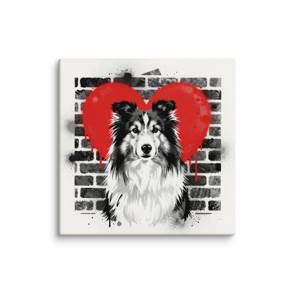 Toile Berger des Shetland – Street Art – AMOUR CHIEN