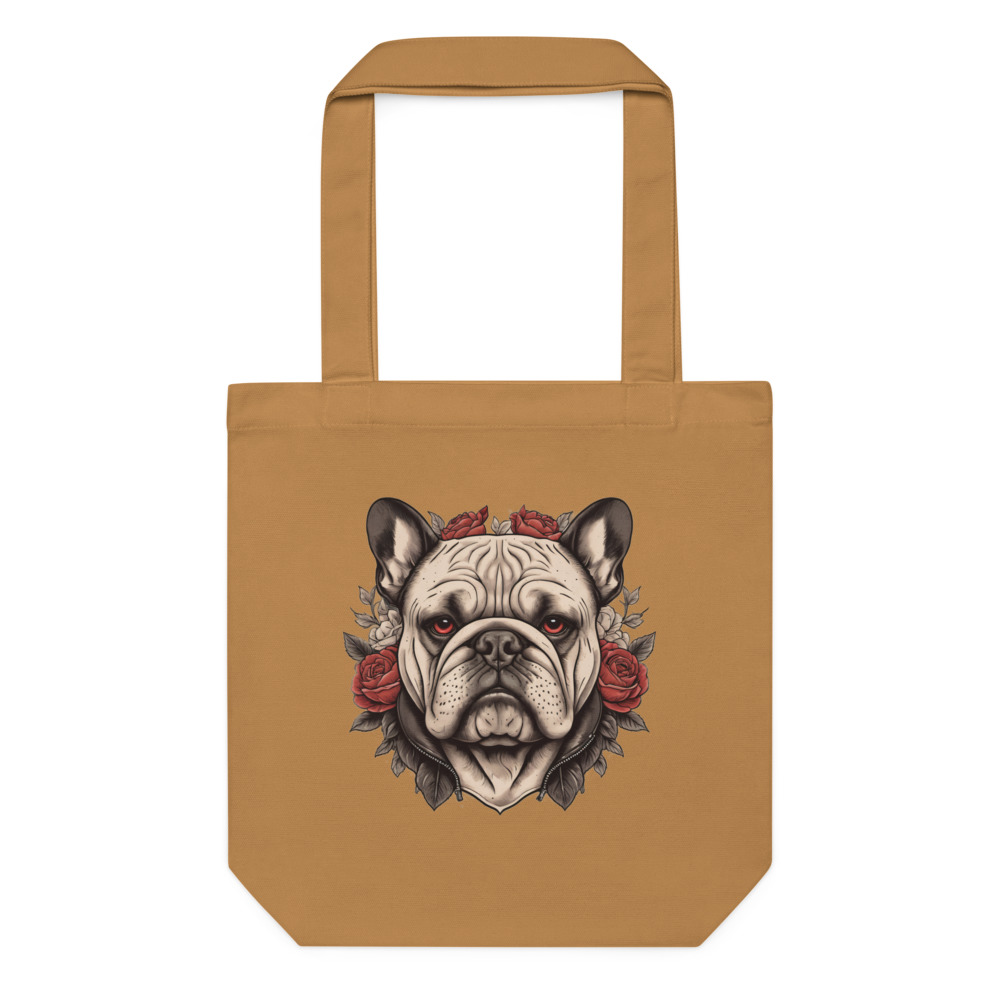 Tote bag Bouledogue – Tattoo – camel – AMOUR CHIEN